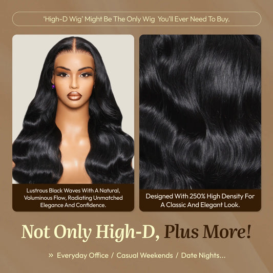 Body Wave | ReaLux High-D Luxury Wig: 250% Density+9x6 HD Lace Pre-Plucked&Bleached 100% Real Human Hair Wigs