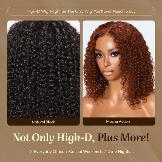 Bob Jerry Curly | ReaLux High-D Luxury Wig: 250% Density+9x6 HD Lace Pre-Plucked&Bleached 100% Real Human Hair Wigs