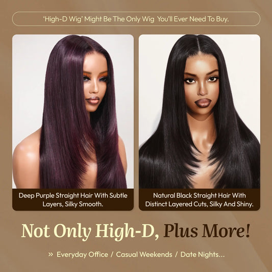 Layered-Cut Straight| ReaLux High-D Luxury Wig: 250% Density+9x6 HD Lace Pre-Plucked&Bleached 100% Real Human Hair Wigs