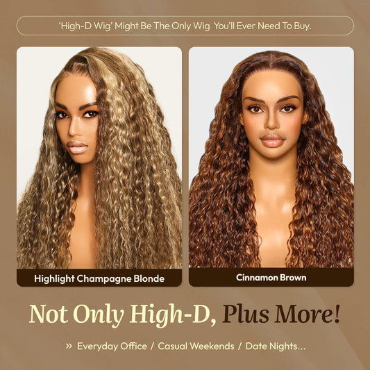 Water Wave | ReaLux High-D Luxury Wig: 250% Density+9x6 HD Lace Pre-Plucked&Bleached 100% Real Human Hair Wigs