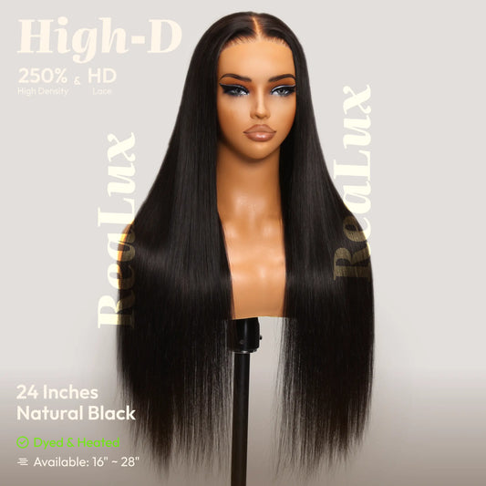 Silky Straight | ReaLux High-D Luxury Wig: 250% Density+9x6 HD Lace Pre-Plucked&Bleached 100% Real Human Hair Wigs