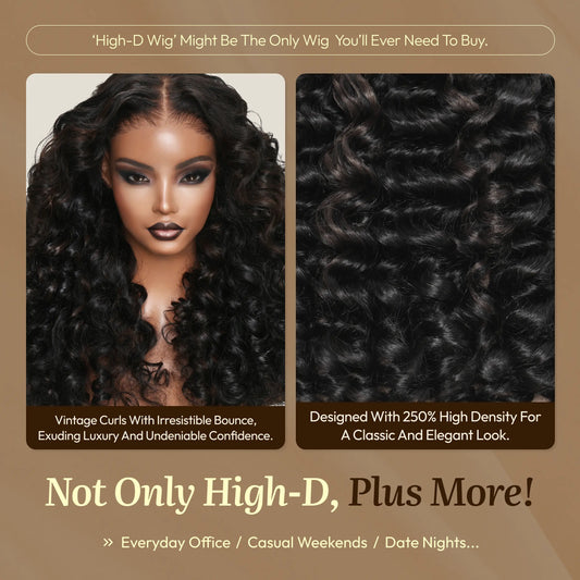 Deep Curly | ReaLux High-D Luxury Wig: 250% Density+9x6 HD Lace Pre-Plucked&Bleached 100% Real Human Hair Wigs