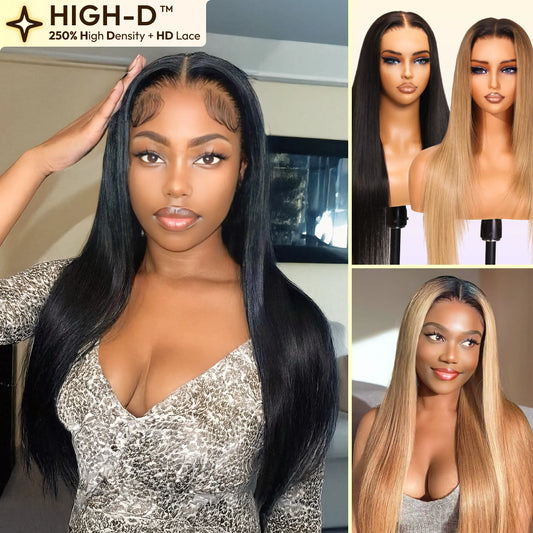 Silky Straight | ReaLux High-D Luxury Wig: 250% Density+9x6 HD Lace Pre-Plucked&Bleached 100% Real Human Hair Wigs